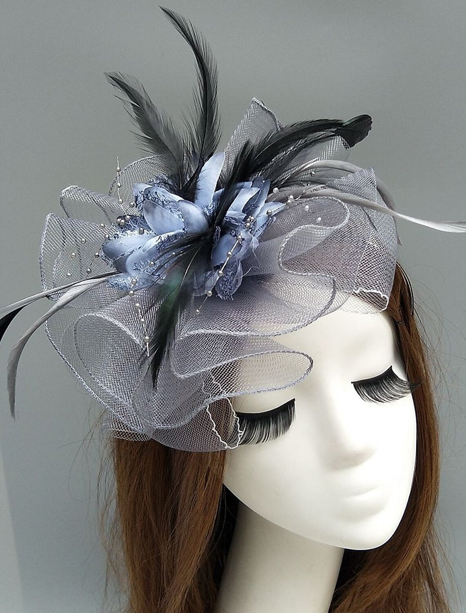 Women's Net Ladies Day Horse Race Flower Wedding Headpiece/Headwear With Feather