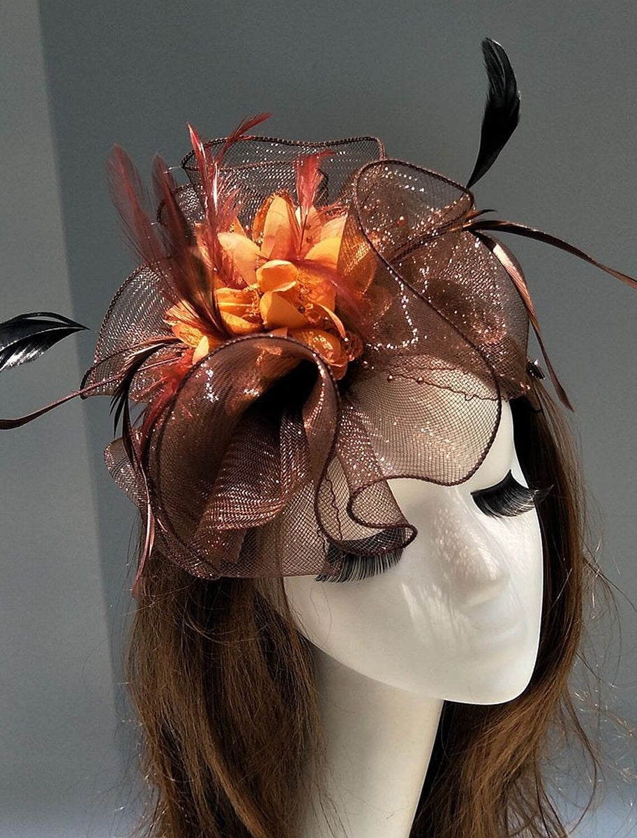 Women's Net Ladies Day Horse Race Flower Wedding Headpiece/Headwear With Feather