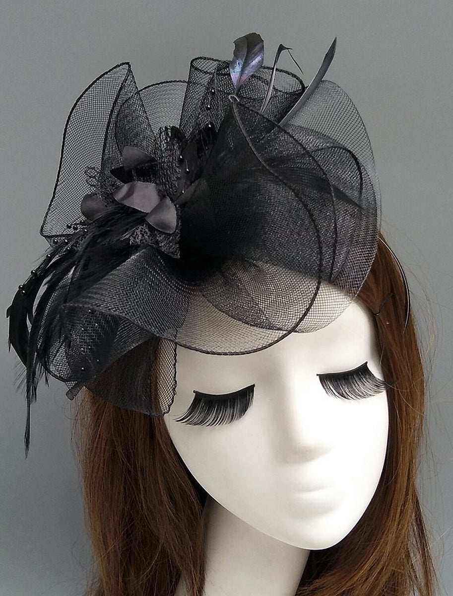 Women's Net Ladies Day Horse Race Flower Wedding Headpiece/Headwear With Feather