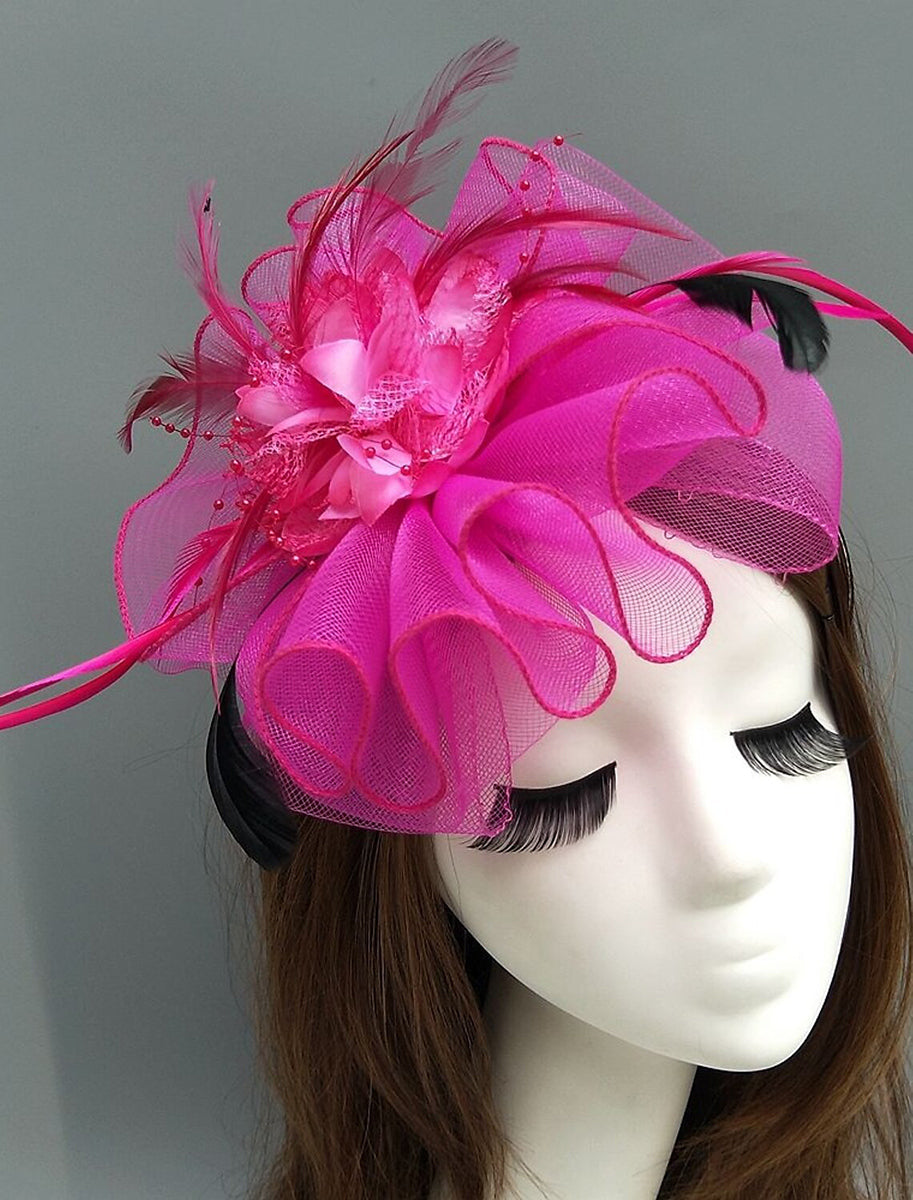 Women's Net Ladies Day Horse Race Flower Wedding Headpiece/Headwear With Feather