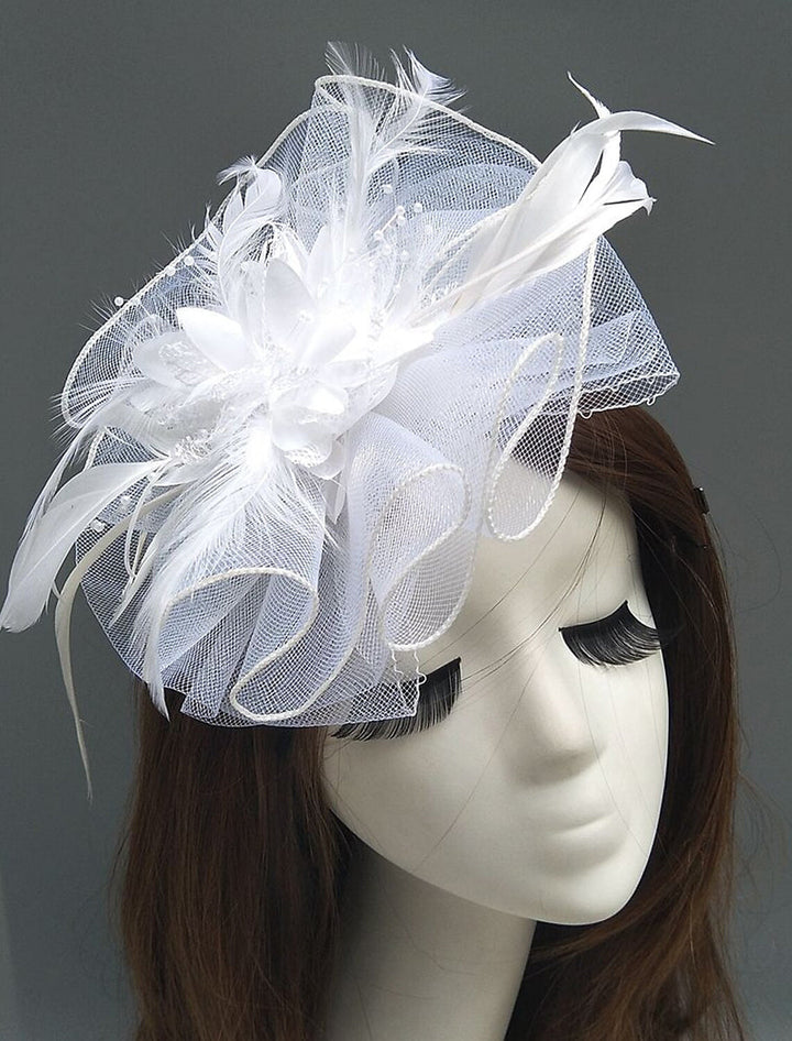 Women's Net Ladies Day Horse Race Flower Wedding Headpiece/Headwear With Feather