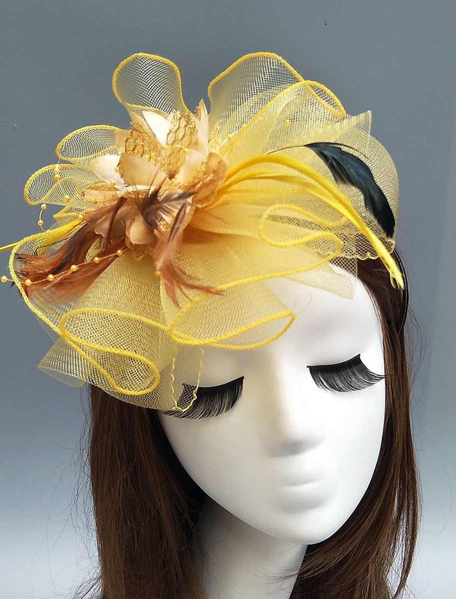 Women's Net Ladies Day Horse Race Flower Wedding Headpiece/Headwear With Feather