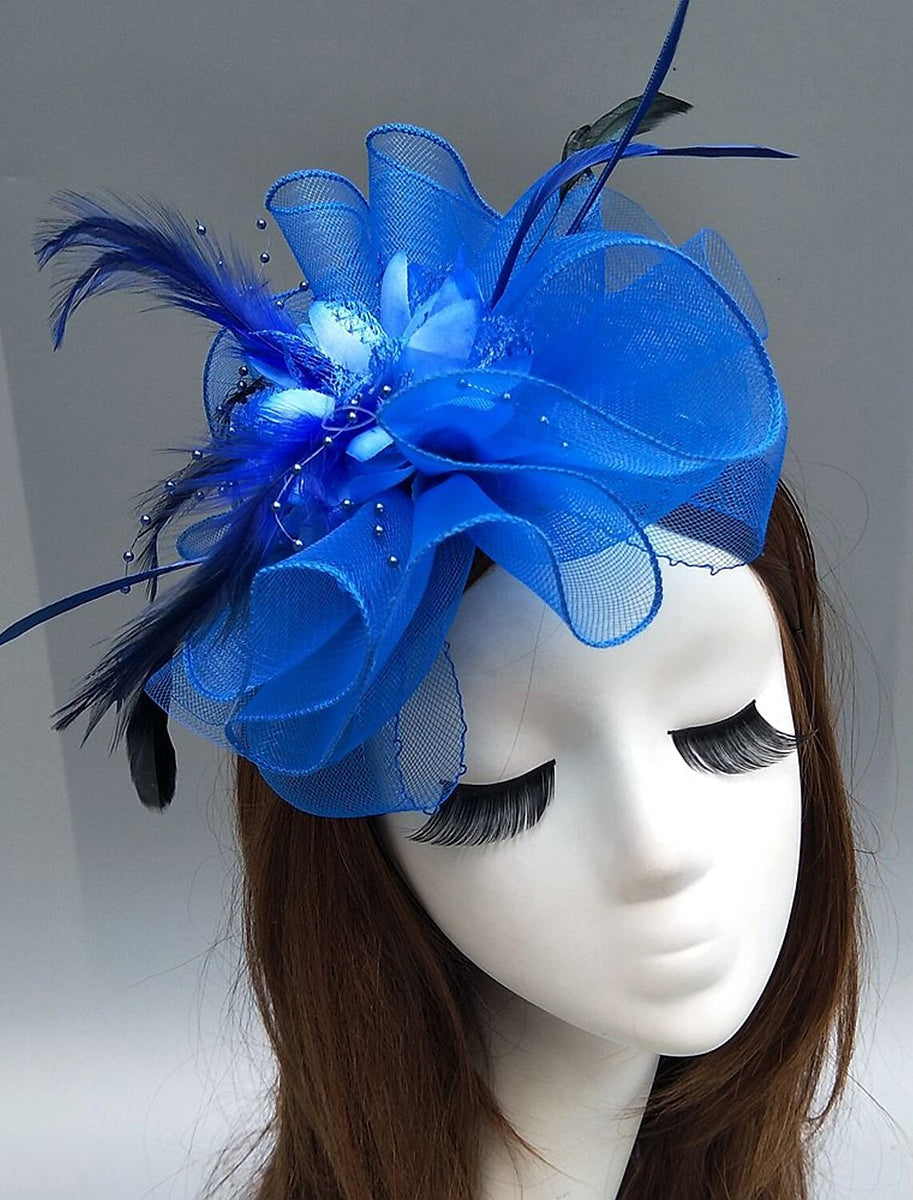 Women's Net Ladies Day Horse Race Flower Wedding Headpiece/Headwear With Feather