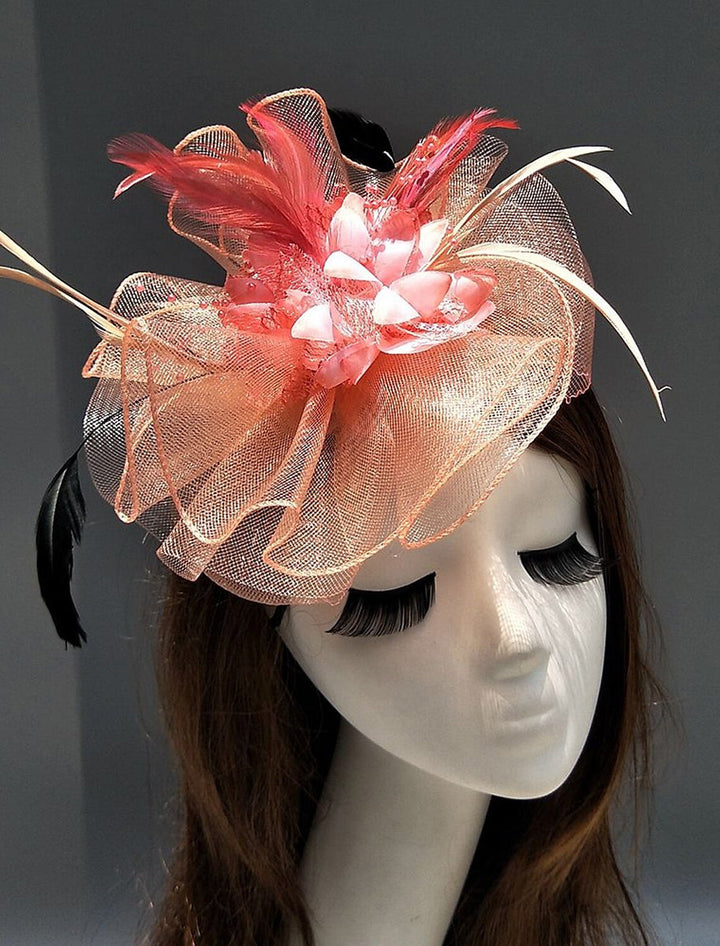 Women's Net Ladies Day Horse Race Flower Wedding Headpiece/Headwear With Feather