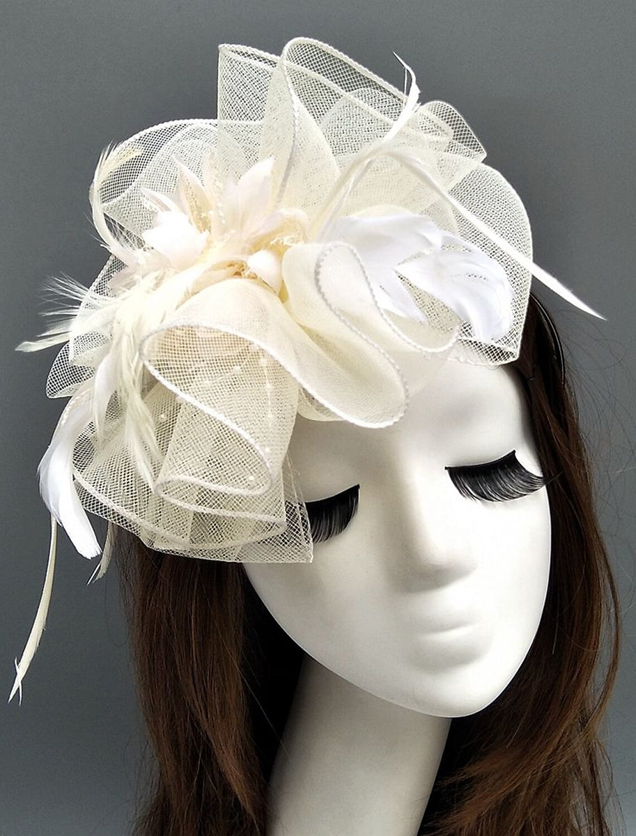 Women's Net Ladies Day Horse Race Flower Wedding Headpiece/Headwear With Feather