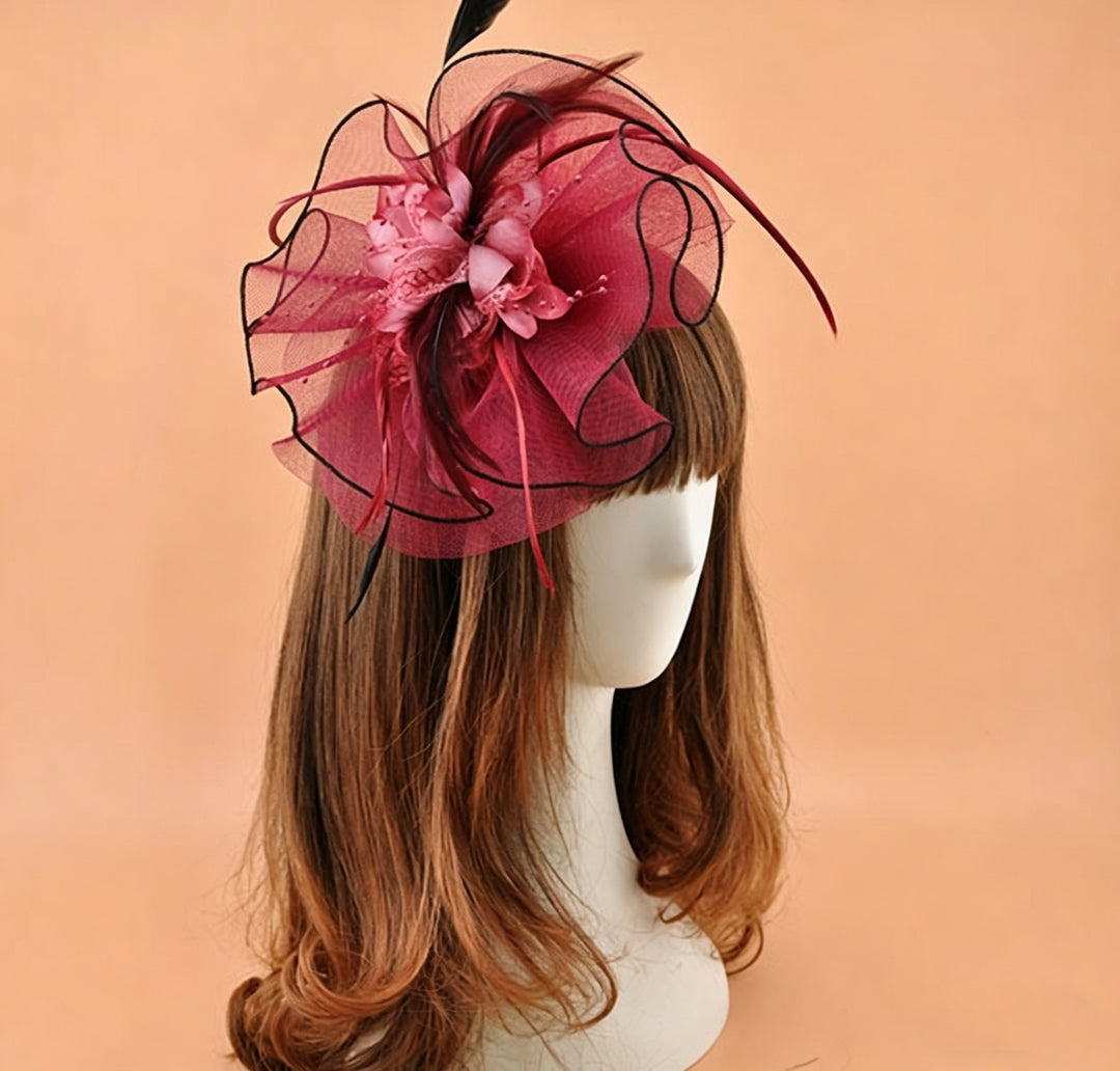 Women's Net Ladies Day Horse Race Flower Wedding Headpiece/Headwear With Feather