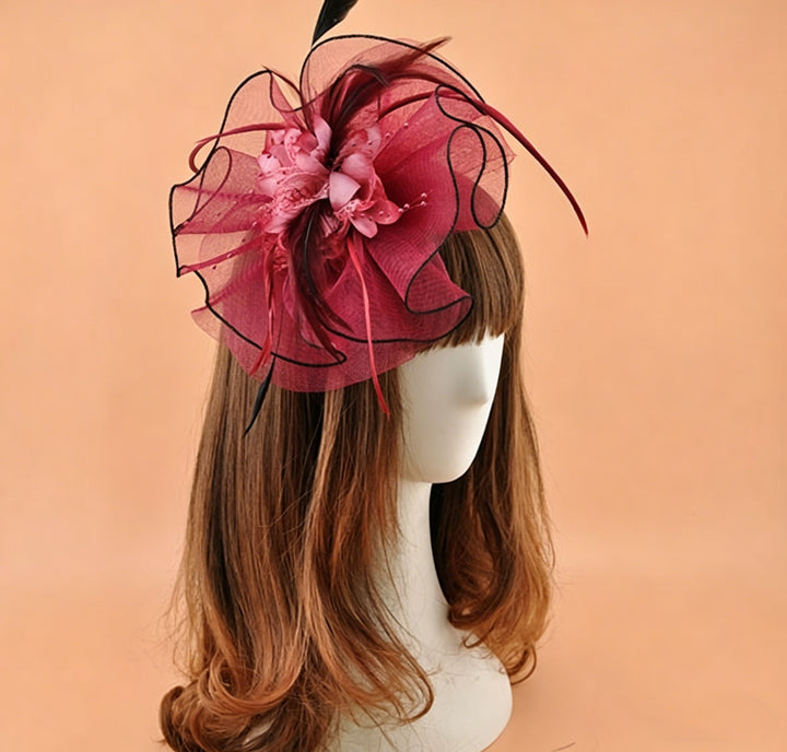 Women's Net Ladies Day Horse Race Flower Wedding Headpiece/Headwear With Feather