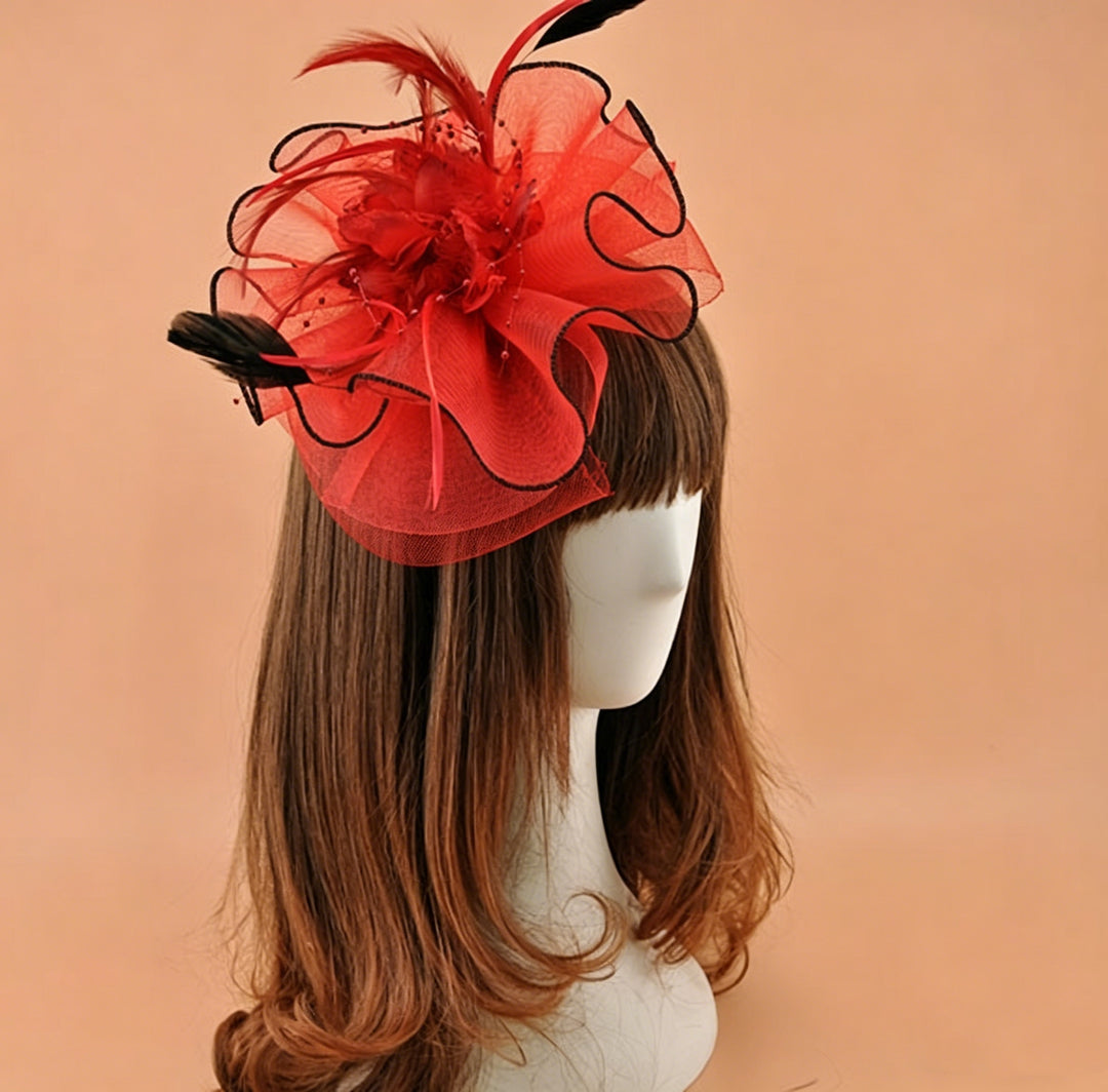 Women's Net Ladies Day Horse Race Flower Wedding Headpiece/Headwear With Feather
