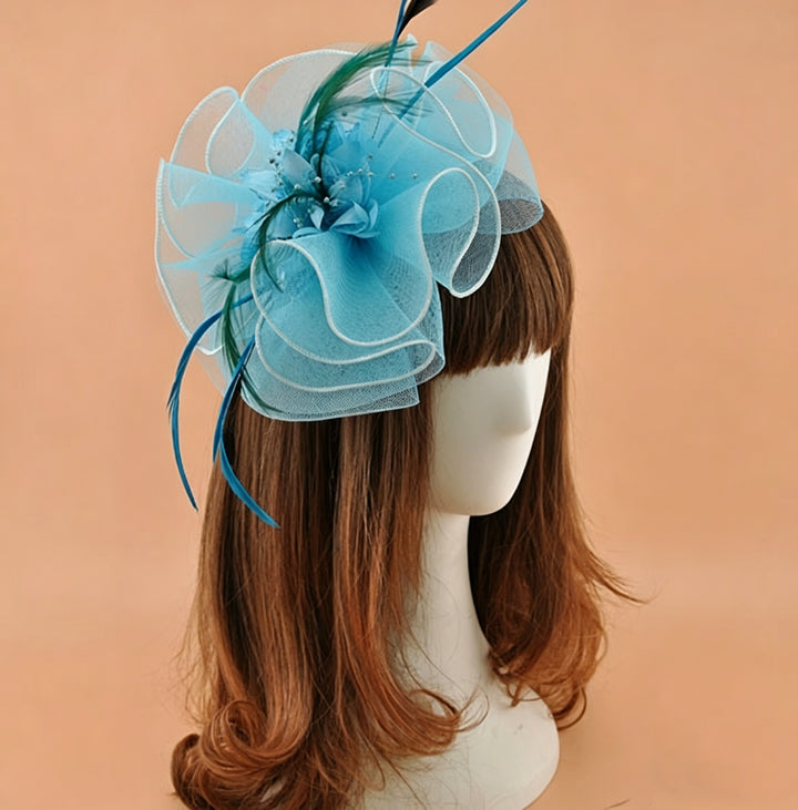 Women's Net Ladies Day Horse Race Flower Wedding Headpiece/Headwear With Feather