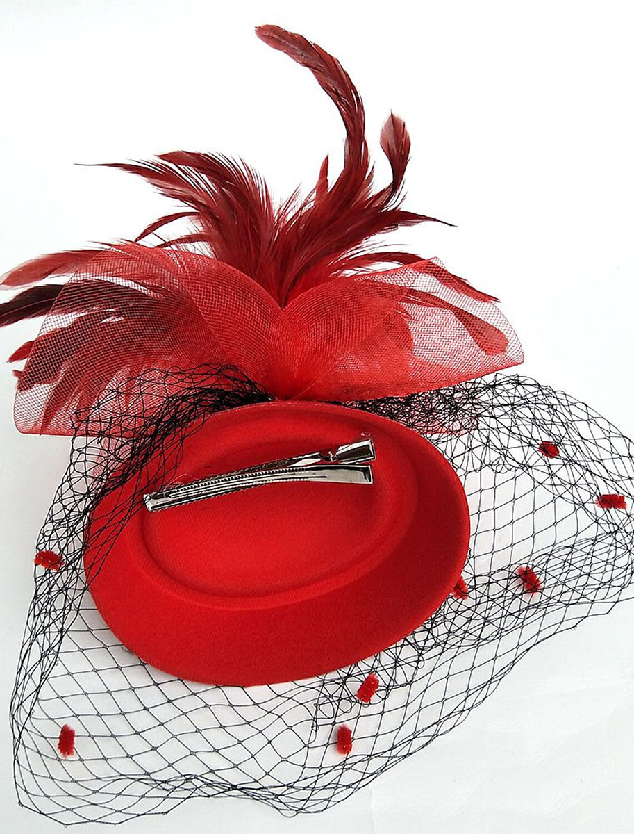 Black Feather Wedding Horse Race Ladies Day Net Headpiece/Headwear