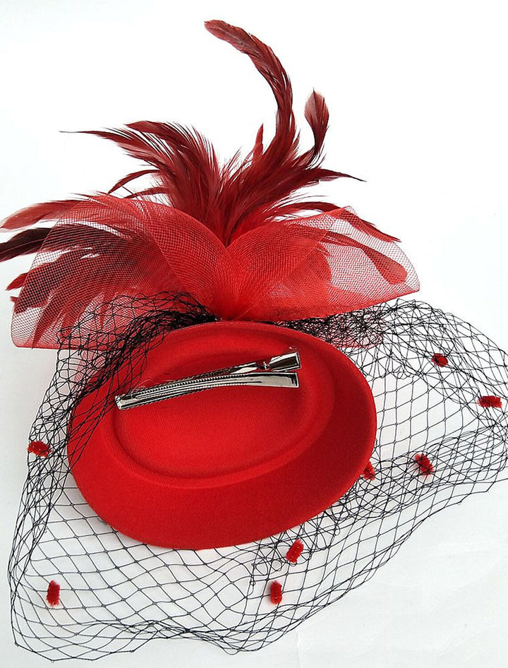 Black Feather Wedding Horse Race Ladies Day Net Headpiece/Headwear