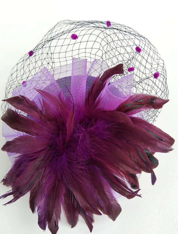 Black Feather Wedding Horse Race Ladies Day Net Headpiece/Headwear