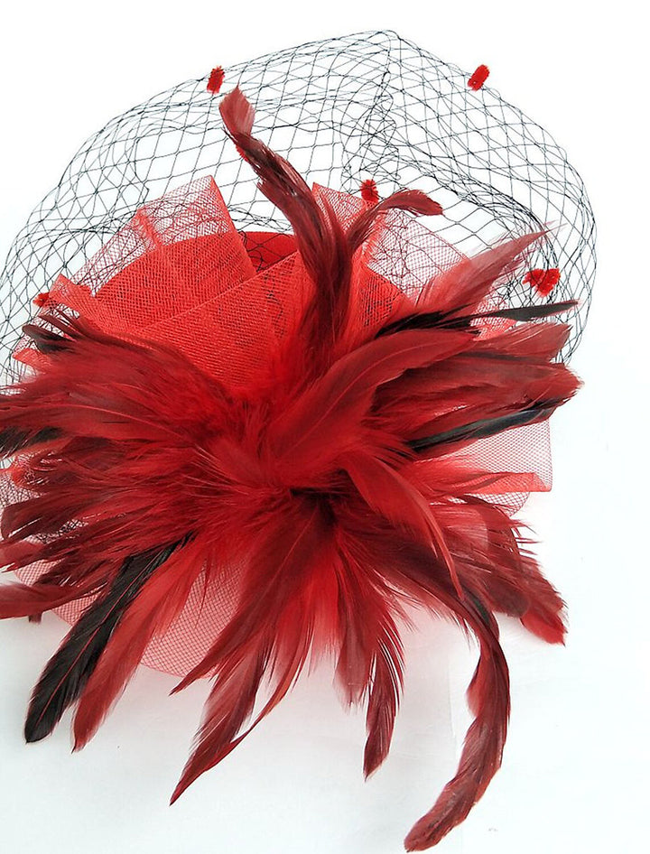 Black Feather Wedding Horse Race Ladies Day Net Headpiece/Headwear