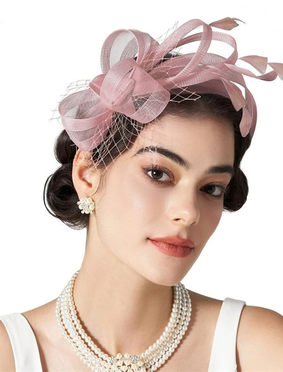 Simple White Feather Tea Party Cocktail Ladies Day Tulle Fascinator/Headband