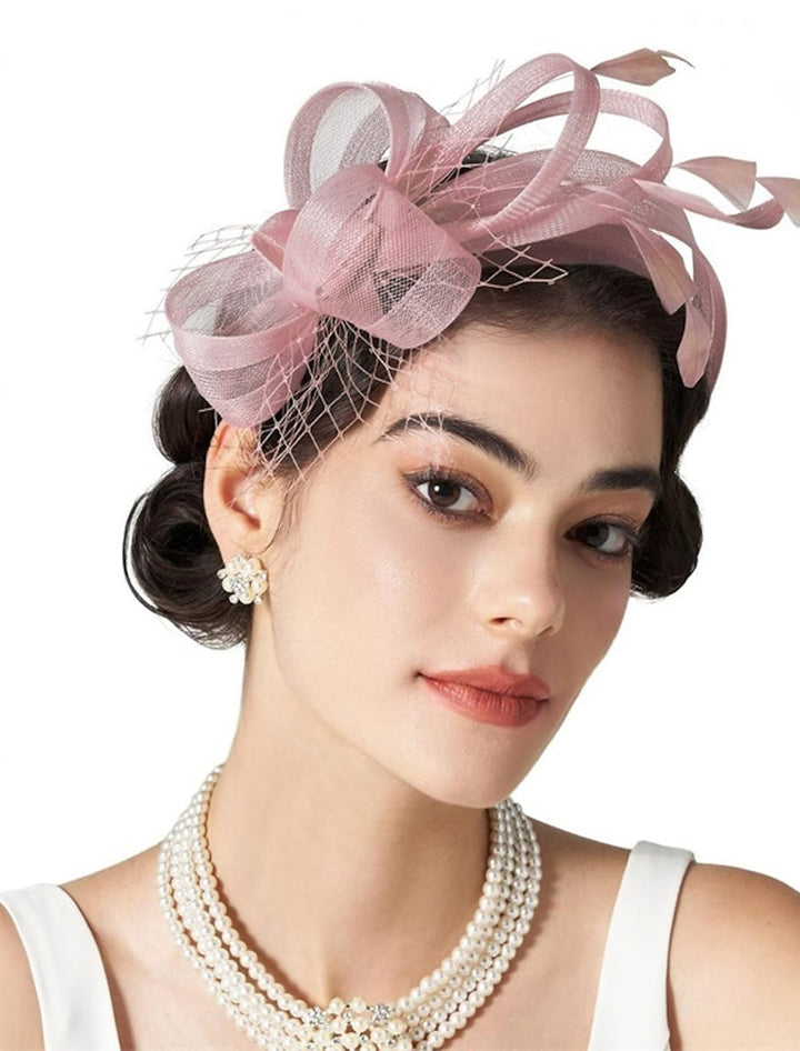 Simple White Feather Tea Party Cocktail Ladies Day Tulle Fascinator/Headband