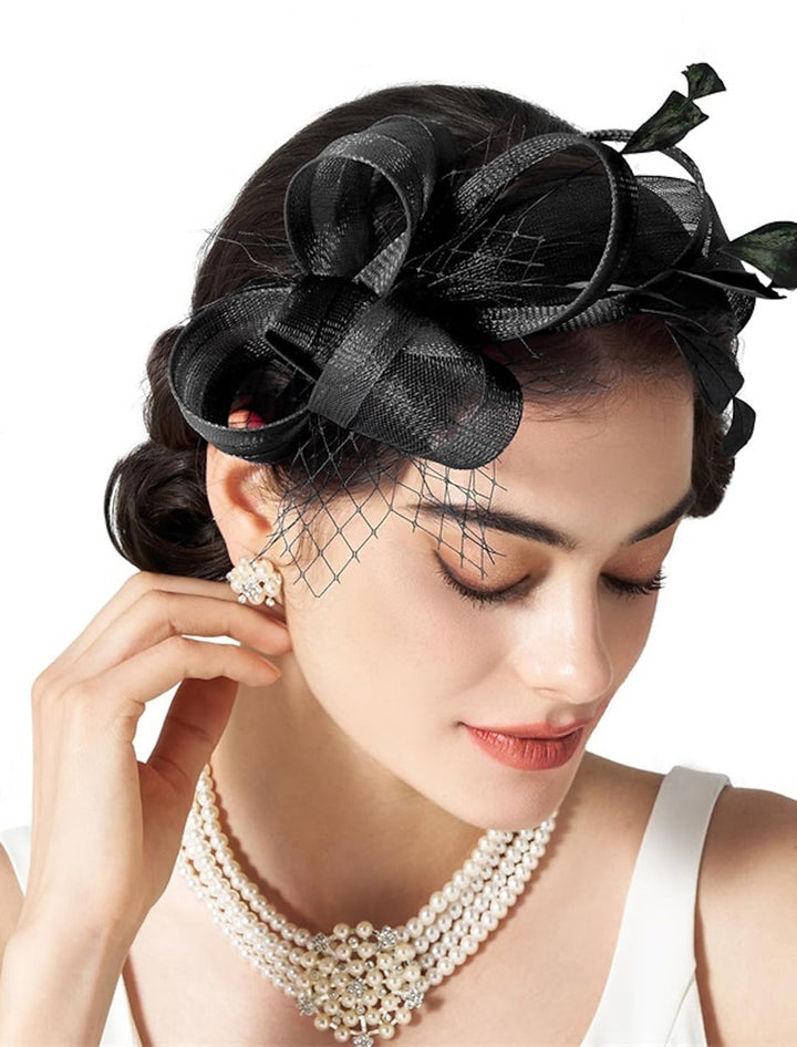 Simple White Feather Tea Party Cocktail Ladies Day Tulle Fascinator/Headband