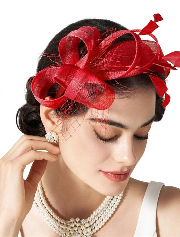 Simple White Feather Tea Party Cocktail Ladies Day Tulle Fascinator/Headband