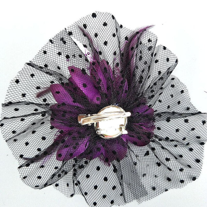 Dark Purple Net Hat Wedding Evening Party Flower Feather Fascinator/Headband