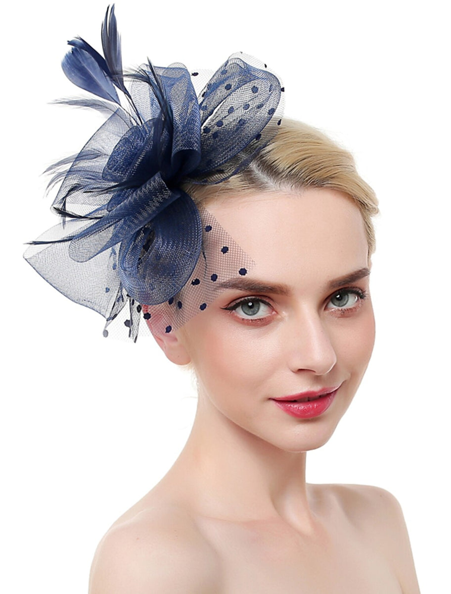 Organza Elegant Wedding Cocktail Party Feather Fascinator/Headpiece With MiniSpot