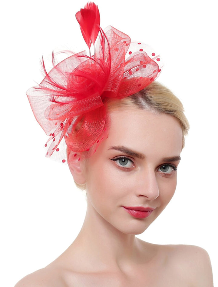 Organza Elegant Wedding Cocktail Party Feather Fascinator/Headpiece With MiniSpot