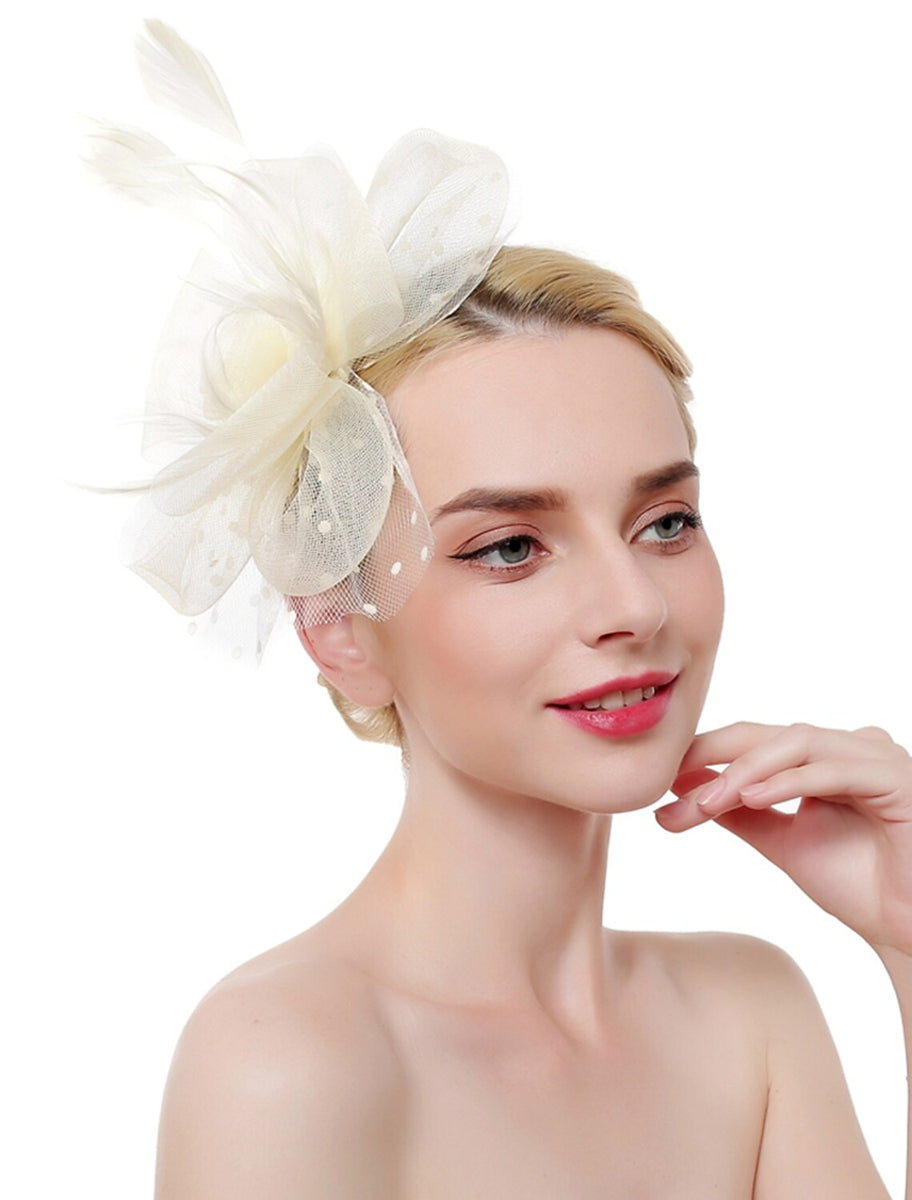 Organza Elegant Wedding Cocktail Party Feather Fascinator/Headpiece With MiniSpot