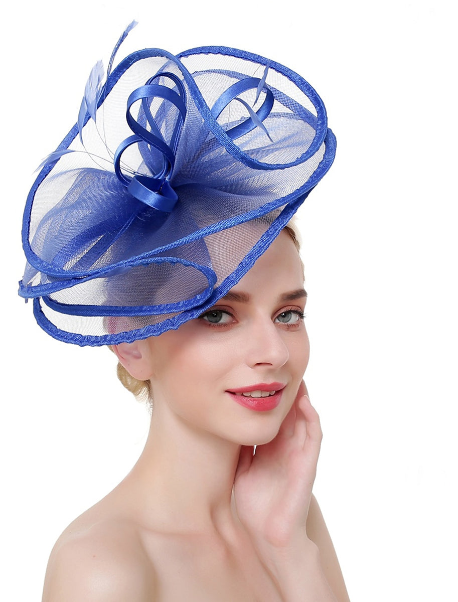 Exaggerated Retro Organza Ladies Day Feather Luxury Bowler Hat/Fascinator