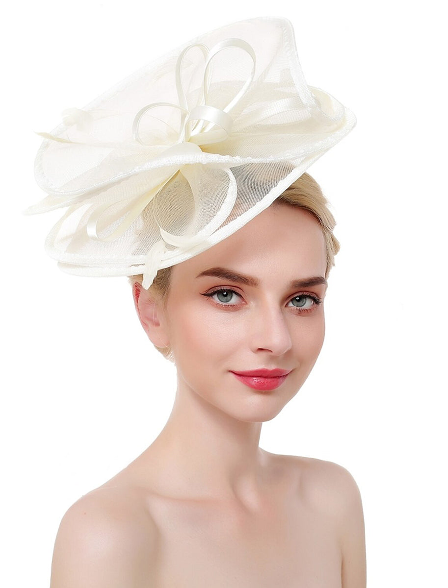 Exaggerated Retro Organza Ladies Day Feather Luxury Bowler Hat/Fascinator