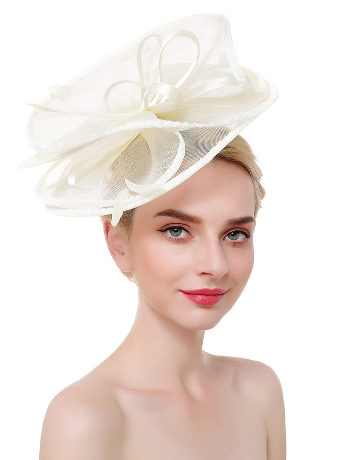 Exaggerated Retro Organza Ladies Day Feather Luxury Bowler Hat/Fascinator