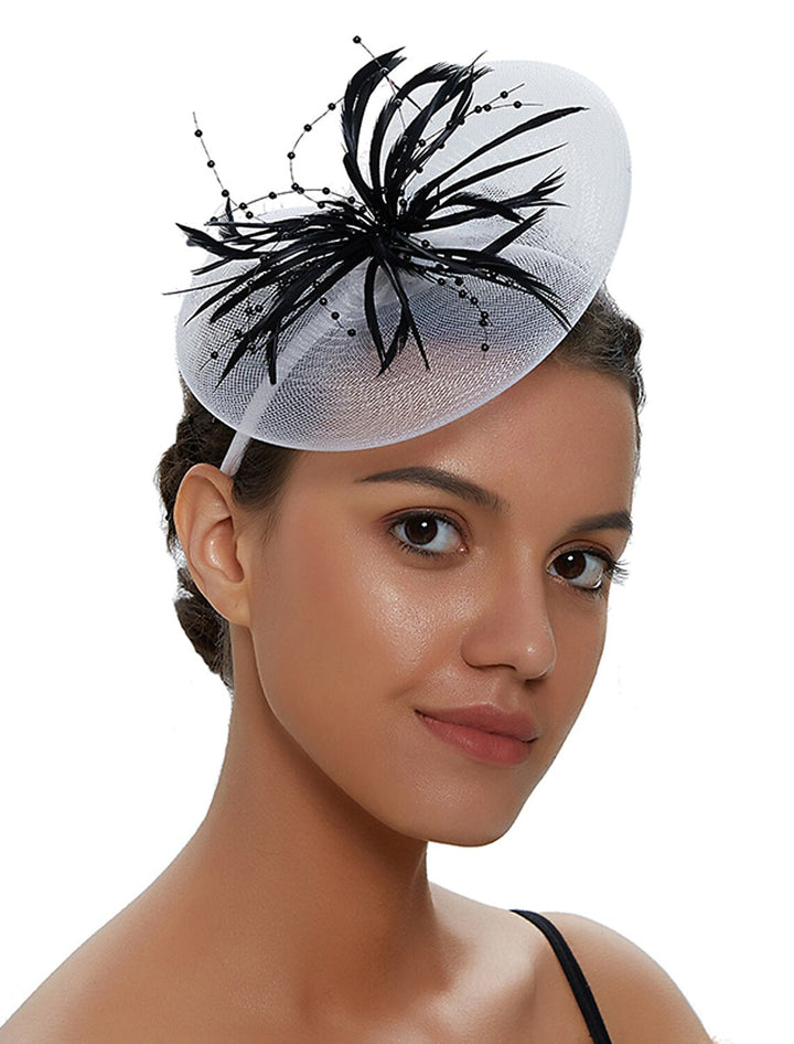 Fuchsia Cute Ladies Day Wedding Party Cocktail Feather Kentucky Derby Hat/Fascinator