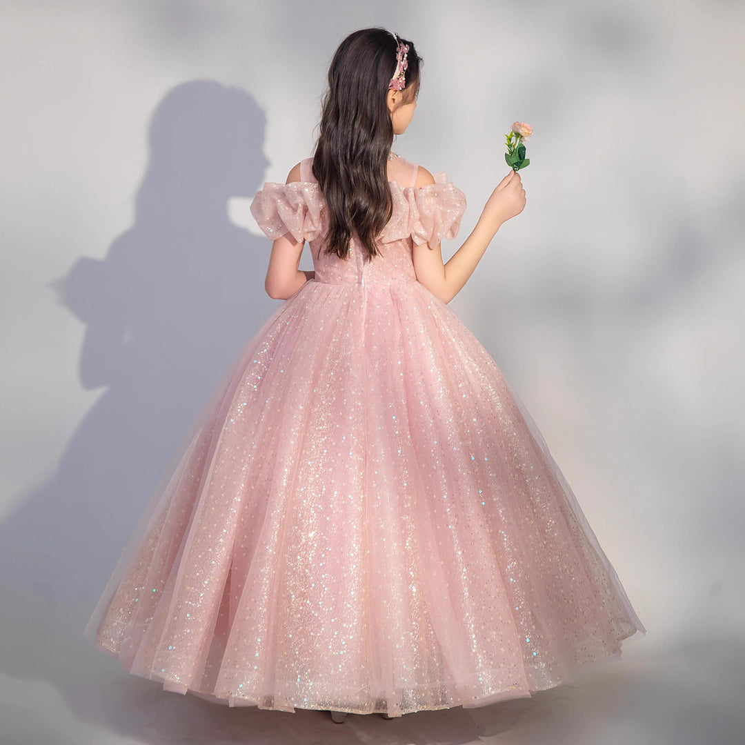 Off-the-Should Floor Length A-Line/Princess Embroidery Girl Party Dresses