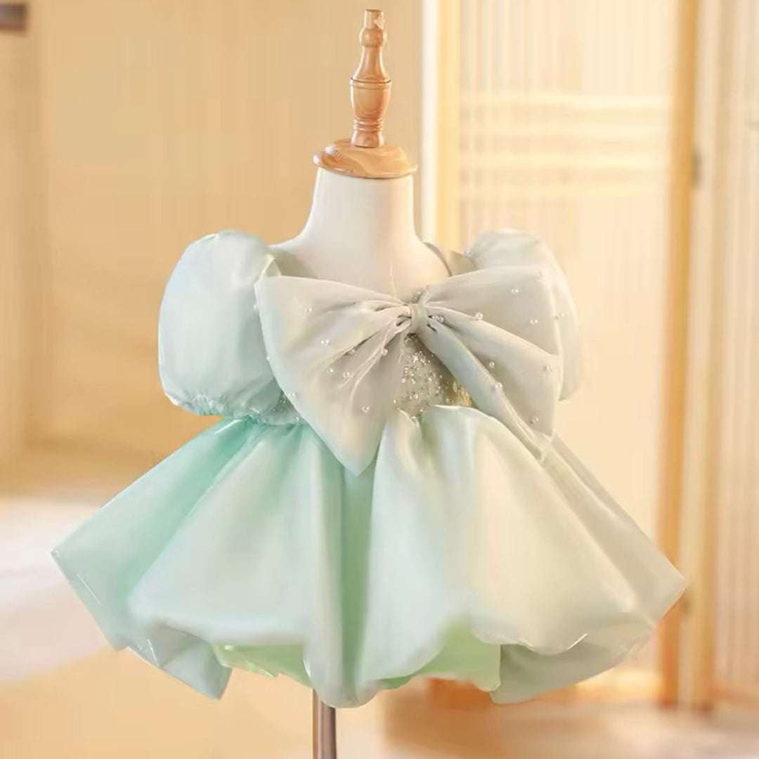 A-Line/Princess Short Sleeves Knee-Length Baby Girl Dresses with Big Bow