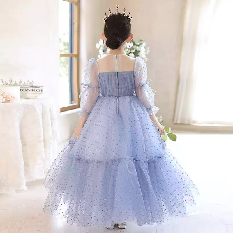 A-Line/Princess Long Sleeves Floor Length Girl Party Dress with Beadings