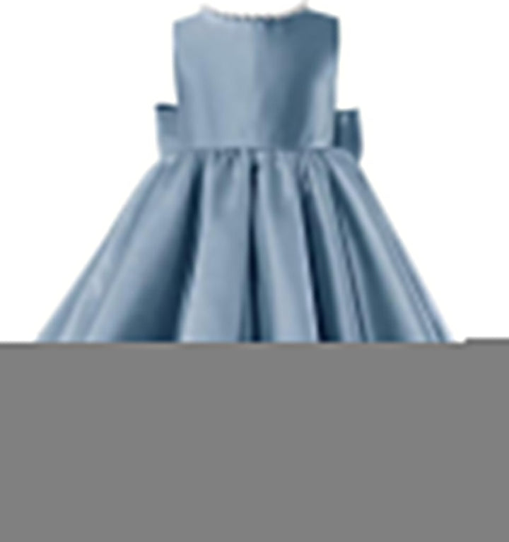Beading V-Neck Back Sleeveless Floor Length Flower Girl Party Dress with Bow