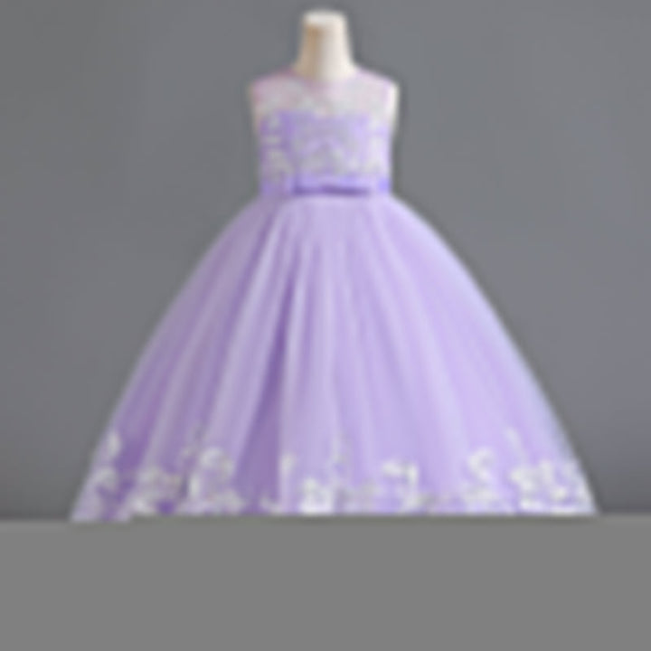 A-Line/Princess Scoop Neck Sleeveless Tulle Flower Girl Dress with Lace Appliques & Bow
