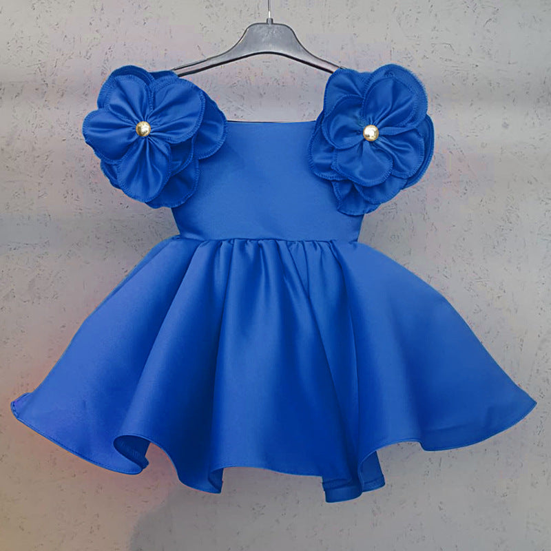 Sweet Ball Gown Off-the-Shoulder Flower Girl Dress with 3D Flower & Beadings