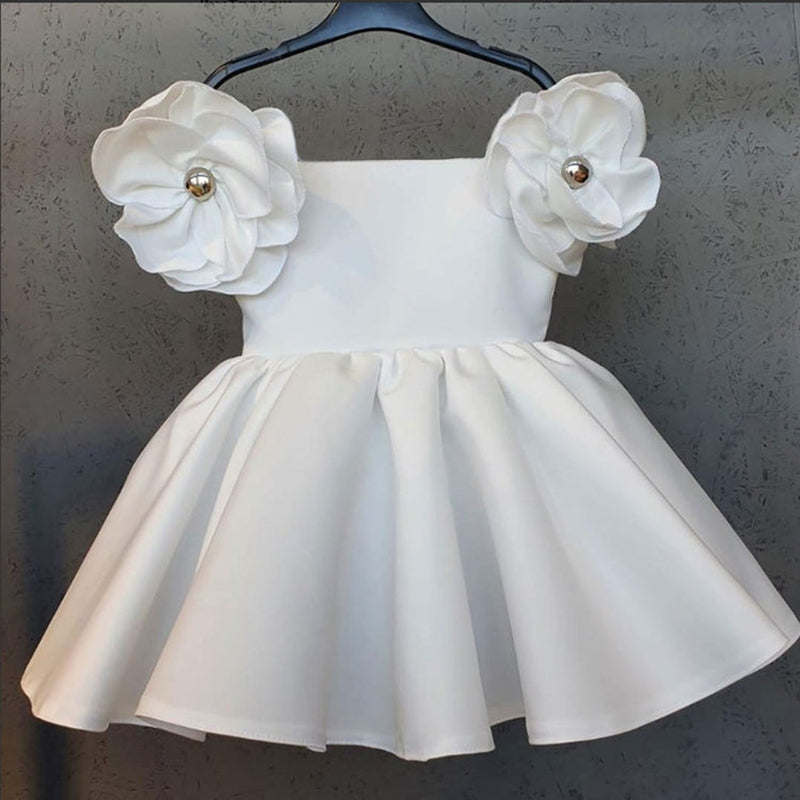 Sweet Ball Gown Off-the-Shoulder Flower Girl Dress with 3D Flower & Beadings