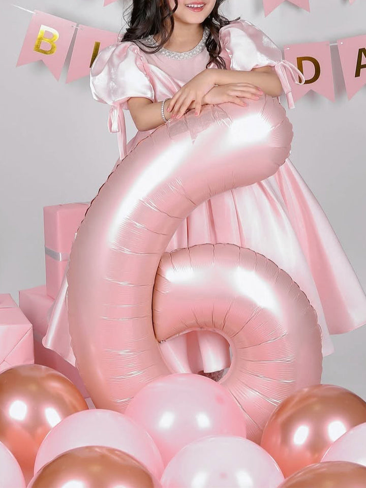 Ball Gown Scoop Sweet Tea Length Flower Girl Dress With Ruffles & Bow(s) & Pearl