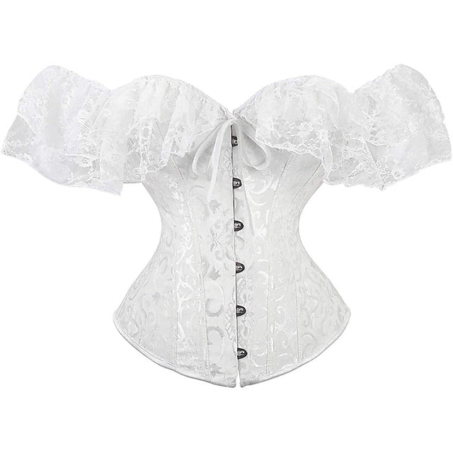 Women's Sexy Buckle Hook Push Up Lace Overbust Corsets for Wedding Party Birthday