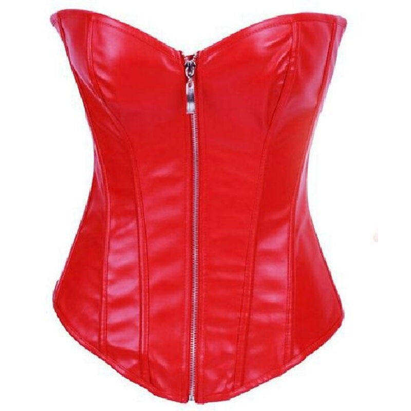 Women's Sexy Zipper Push Up Overbust Corsets for Wedding Party Birthday