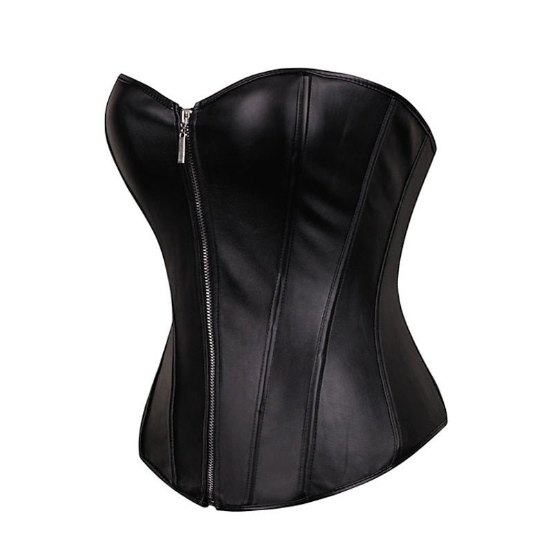 Women's Sexy Zipper Push Up Overbust Corsets for Wedding Party Birthday