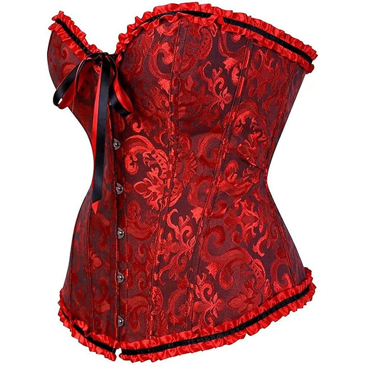 Women's Tummy Control Overbust  Jacquard Abstract Flower Hook & Eye Corsets for Wedding Party Birthday