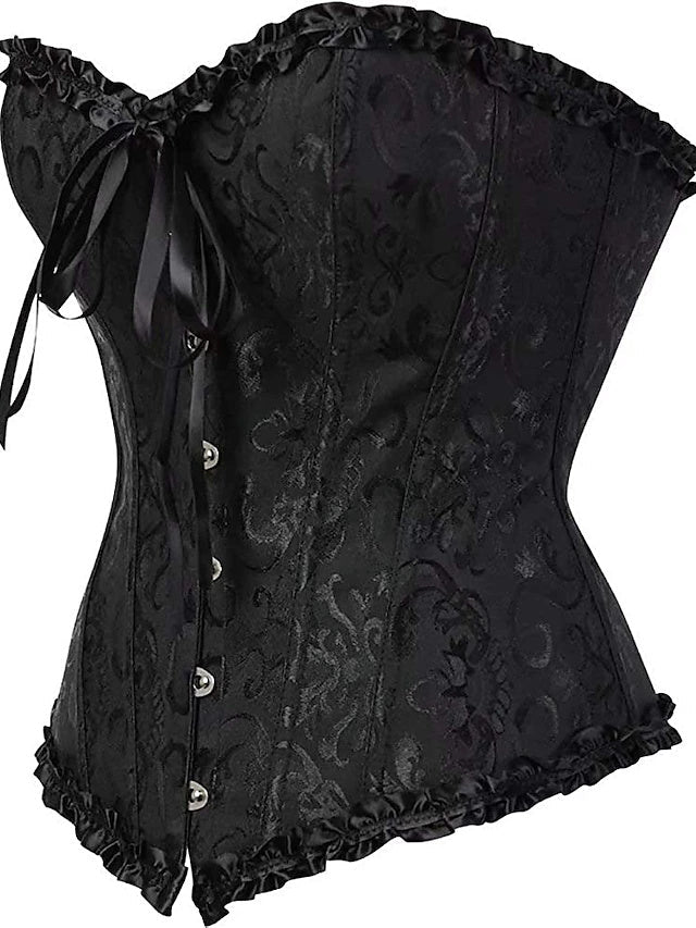 Women's Tummy Control Overbust  Jacquard Abstract Flower Hook & Eye Corsets for Wedding Party Birthday