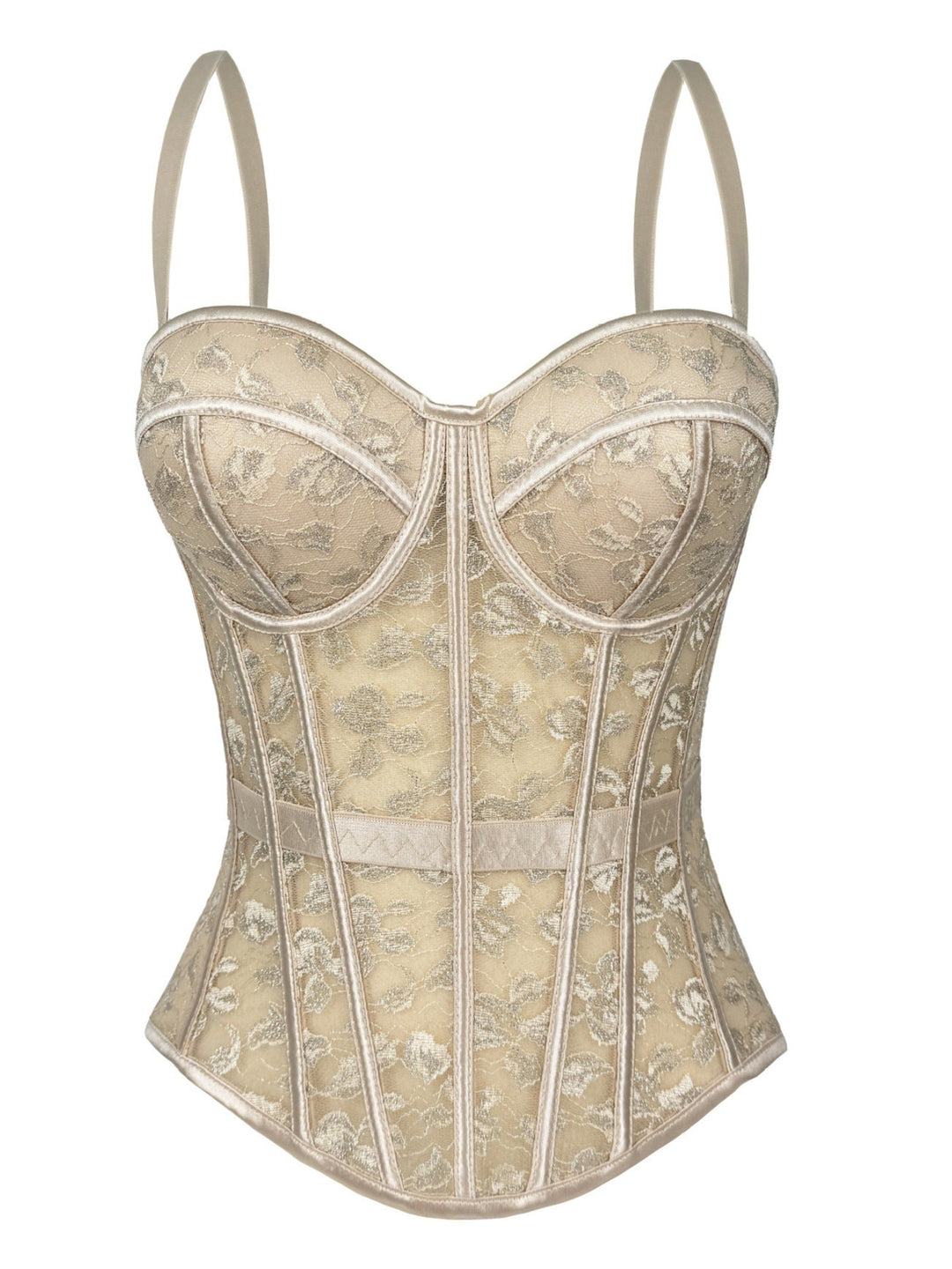 Women¡®s Floral Lace Corset Top Sweetheart Neck Bustier with Boning
