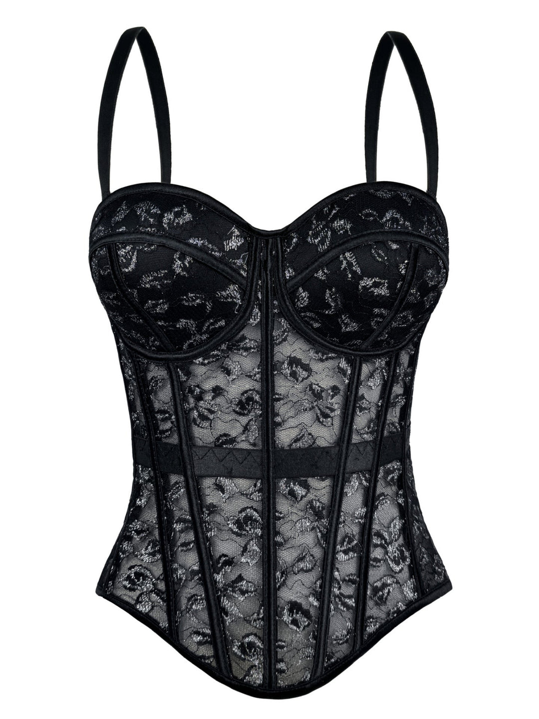 Women¡®s Floral Lace Corset Top Sweetheart Neck Bustier with Boning