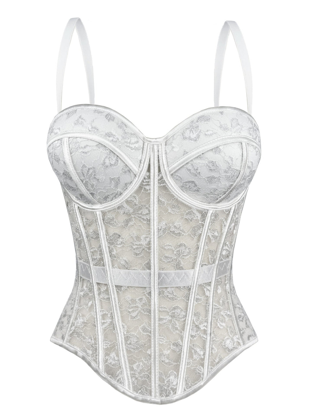 Women¡®s Floral Lace Corset Top Sweetheart Neck Bustier with Boning