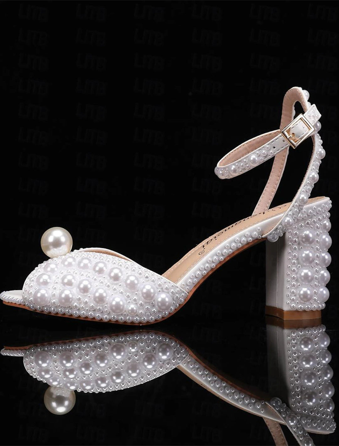 Women's Wedding Shoes PU Sandals with Imitation Pearl Closed Toe Pointed Toe Stiletto High Heel Wedding Heels Bridal Shoes