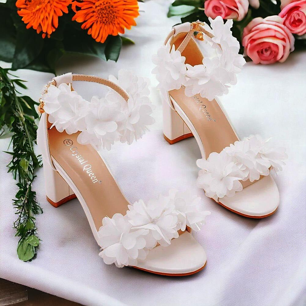 Women's Wedding Shoes Pumps PU Sandals Round Toe High Heel Wedding Heels Bridal Shoes