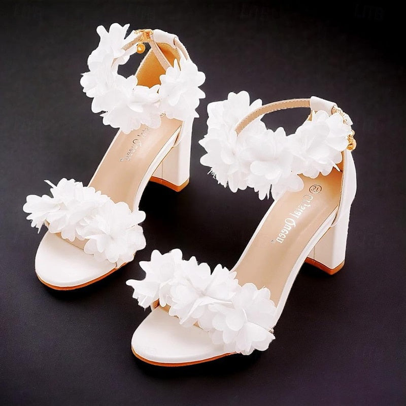 Women's Wedding Shoes Pumps PU Sandals Round Toe High Heel Wedding Heels Bridal Shoes