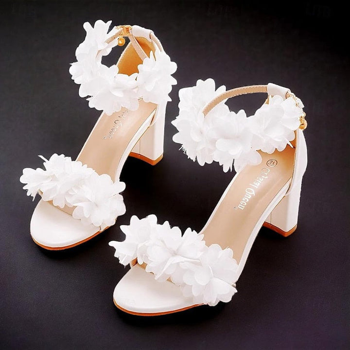 Women's Wedding Shoes Pumps PU Sandals Round Toe High Heel Wedding Heels Bridal Shoes