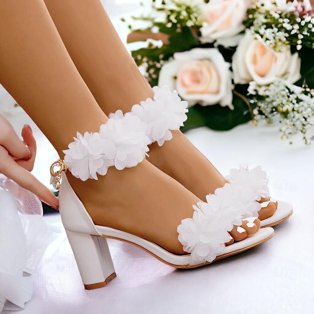 Women's Wedding Shoes Pumps PU Sandals Round Toe High Heel Wedding Heels Bridal Shoes